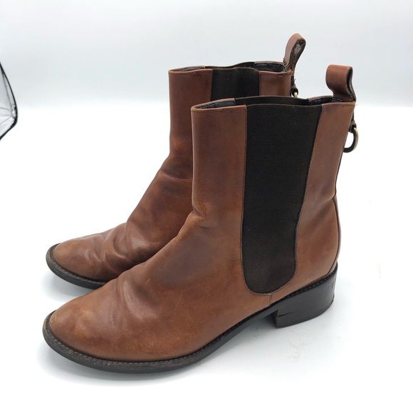 COLE HAAN Nike Air Chelsea Boot Heeled Bootie Ankle Cognac Leather Women Pull On - Picture 5 of 14
